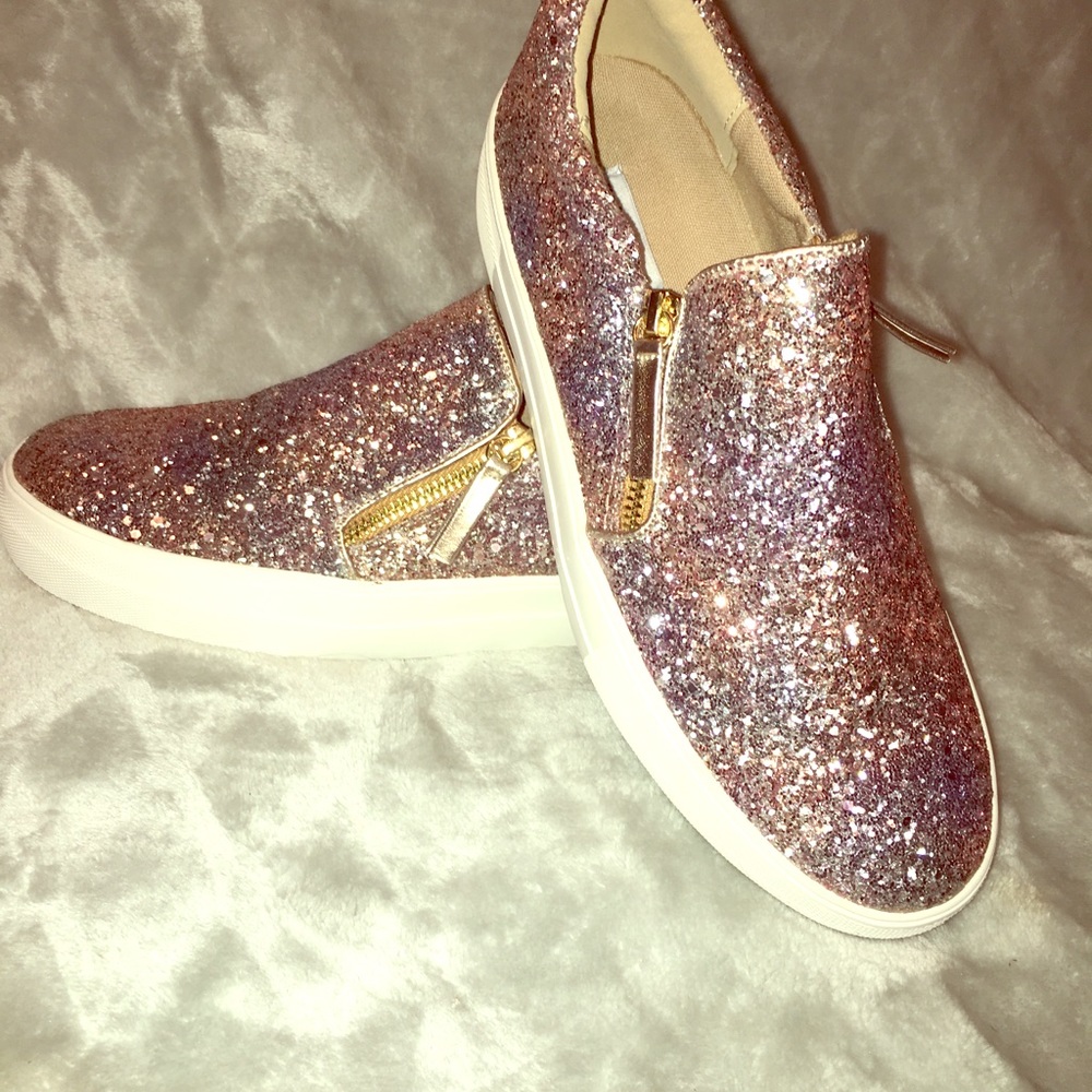 Timor Glitter Slip In Sneakers in Rose Gold
